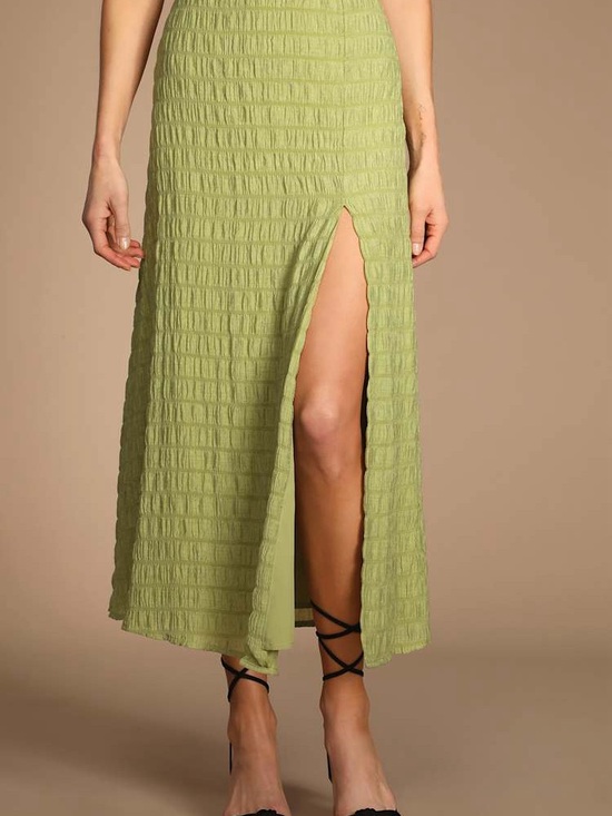Lulus Dresses & Skirts - Lulus True Trend Green Crinkled Midi Skirt XL